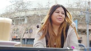 Amateur fat Latina Yiyi Candy shows her body on the street before getting fucked hard
