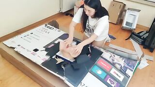 A man gave a box with a hole to his stepsister and fucked her ass