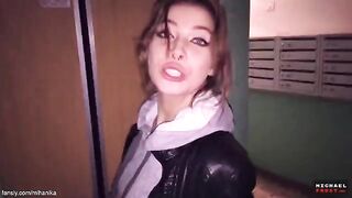 A couple has sex right on the street and cums in their panties