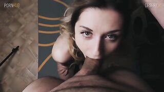 Cutie with wet pussy gets her face covered with sperm
