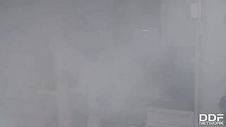 Monika Fox gets her asshole gapped by four fire fighters