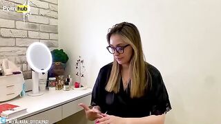 A stepson ties up his stepmom in the father's bedroom and fucks her