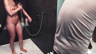 A hand job went wrong in the shower, and now he's frustrated