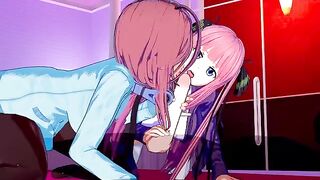 The best threesome hentai with Miku and Nino Nakano in 3D