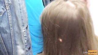 Petite babe fucked in the changing room of a shop, risking to get caught