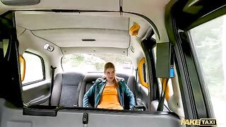 A sexy passenger, the stunning redhead Kiara Love, splashes the driver with her squirt
