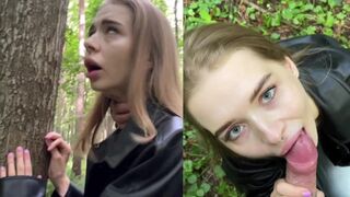 A girl has sex in the forest with a guy, showcasing Californiababe’s daring side
