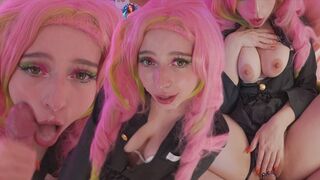 Mitsuri Kanroji from Demon Slayer gets fucked hard in this hot anime cosplay scene