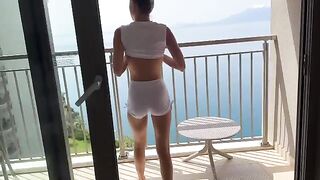 Petite teen Gina Gerson has a steamy shower with a stunning babe