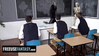 Hot teacher Valentina Nappi fucked by three students
