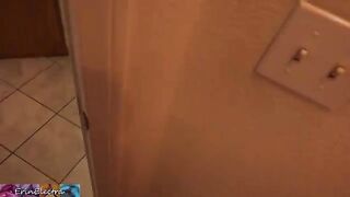 The stepmom is getting ready for bed while the stepson watches and masturbates