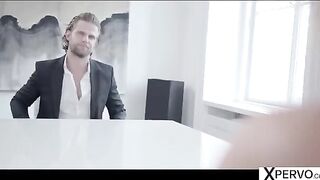 Little Caprice used her foot to fuck the guy in a unique way