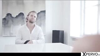 Little Caprice used her foot to fuck the guy in a unique way