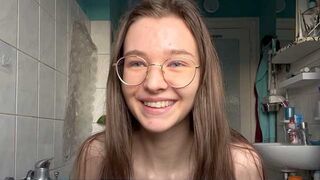 Young German beauty squirt with her huge labia