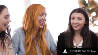 Three girls, including two virgins, in a steamy threesome with Lauren Phillips
