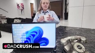 Eva Nyx gets her tight teen pussy creampied by stepdad in taboo scene