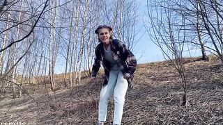 A girl went camping, but she did not forget to please someone in nature