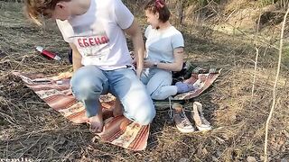 A girl went camping, but she did not forget to please someone in nature