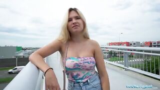 Agent public irina cage shows her boobs and ass on the bridge