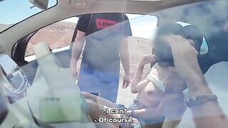 Stranger masturbates and cum on stranger in the street