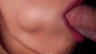 The best blowjob with a condom that became a stunning mess!