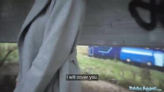 A cute Russian girl got fucked by Public Agent outdoors