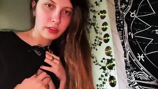 My stepsister is jerking off my boyfriend’s cock while he plays computer