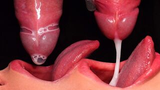 CLOSE UP: Best condom milking blowjob! She broke the condom