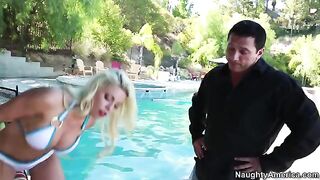 My wife's hot friend Britney is a real pro at deepthroat
