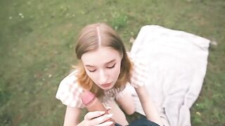 A girl loves to ride and have sex in the forest