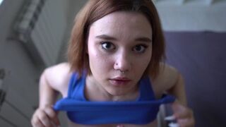 The slut is gagging on dick and slobbering all over it in a hot scene