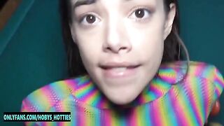 Petite teen Harmony Wonder gets her throat fucked hard