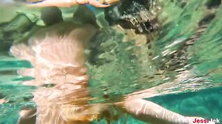 Underwater anal sex with blonde babe JessiJek on the beach is amazing