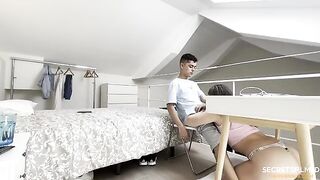 My stepsister doesn't care about my studying, she wants to fuck