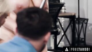 Natasha Nice, the maid with big tits, gets fucked by a pervert swinging couple