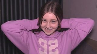 The young girl is having her tight pussy stretched by a guy who isn’t gentle