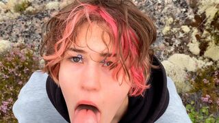 Sex on the stones, beautiful girl in nature