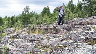 Sex on the stones, beautiful girl in nature