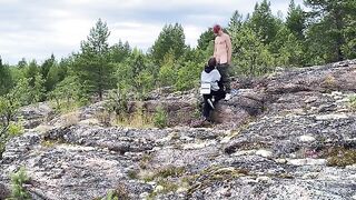 Sex on the stones, beautiful girl in nature