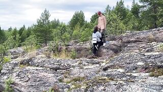 Sex on the stones, beautiful girl in nature