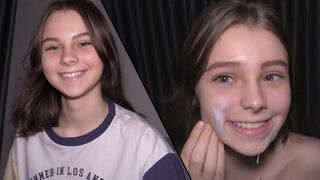 Submissive teen gets her pussy filled with cum by a huge dick