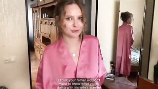 Guy caught jerking off with his stepmom's panties, got squirted on the face