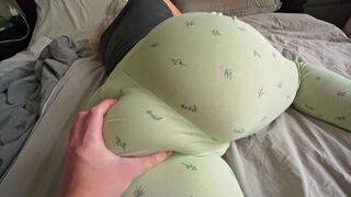 The man gently fucked a thick ass girl with panties on the side