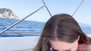 A girl had fun with the friend of her boyfriend on the yacht