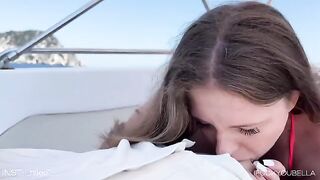 A girl had fun with the friend of her boyfriend on the yacht