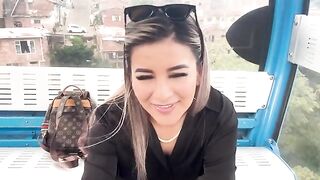 Outdoor sex and blowjob on a cable car in my city