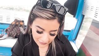 Outdoor sex and blowjob on a cable car in my city