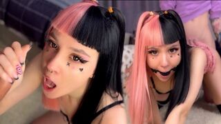 Emo babe with pink hair gets her pussy railed hard