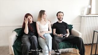 An amateur French couple have a hot threesome sex with a lucky guy