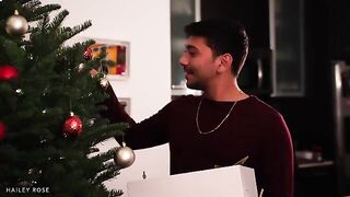 Christmas surprise for the young couple with big natural boobs
